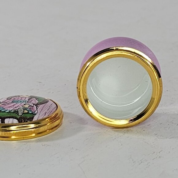 Halcyon Days Enamels Trinket Box Victorian Girl Doll & Dog Design - Picture 6 of 8